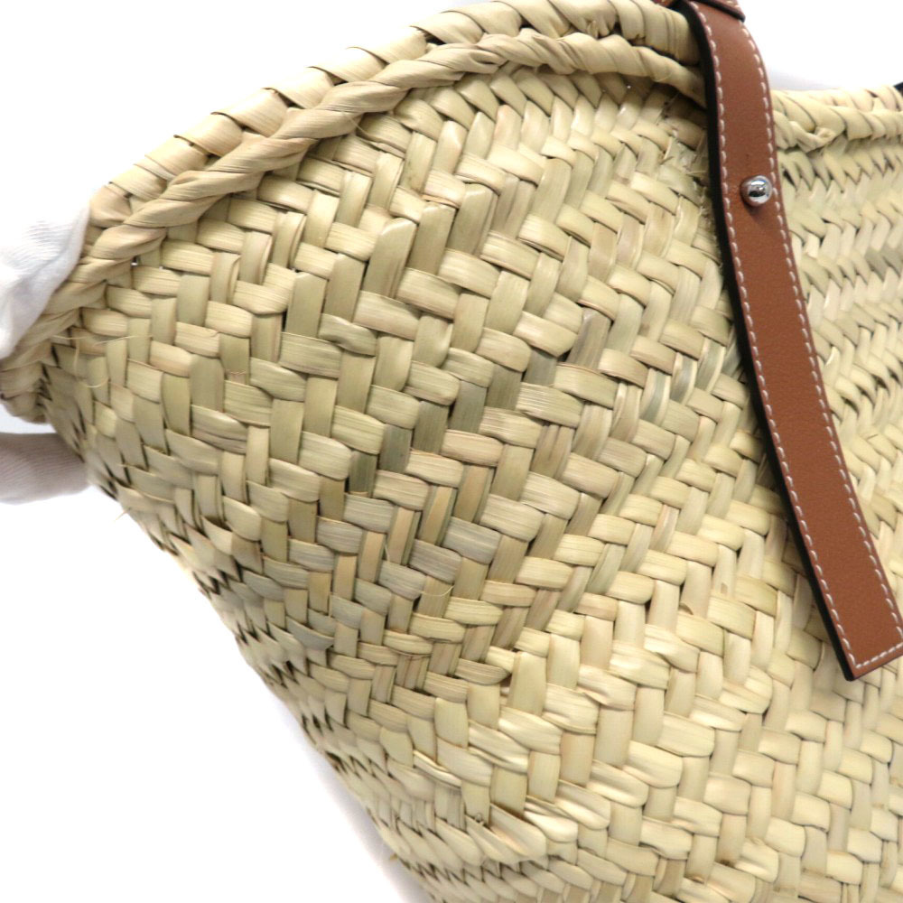 Loewe Medium Tan Palm Natural Bag Leaf Raffia Calfskin Basket - Picture 10 of 16
